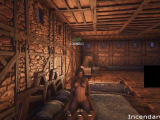 Hard Cowgirl Ride in Conan Exiles Hands Up Deep Penetration