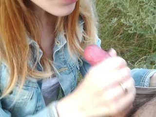 Blowjob in nature from cute Alice J