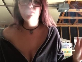 Busty Smoking & Flashing Tits