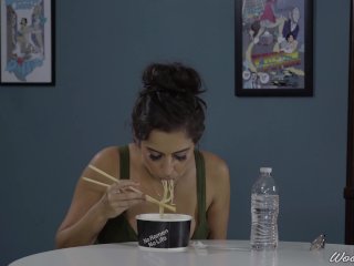 Porn Stars Eating: April O'Neil Slurps Ramen (ASMR)