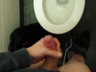 Boy gets hard and jerks off in school bathroom