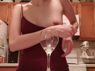 Squirting milk in a glass