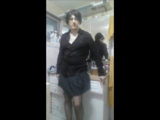 Patty Crossdresser secretary style black panties and stockings