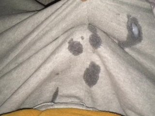 Cum Soaks Through My Grey Sweatpants! Slow Motion at End