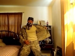 Army Guy Stripping And Masturbating (Part 1)