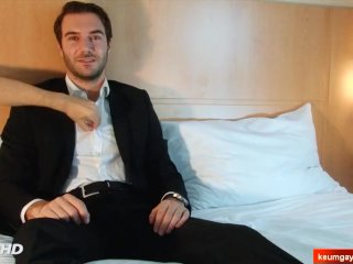 str8 french insurrer gets wanked his big cock in spite of him !