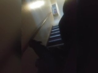 Almost caught Stroking cock in hallway of apartments