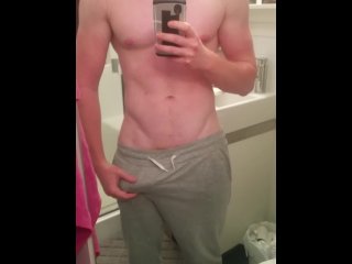 Daddy shows off his muscular body and huge cock
