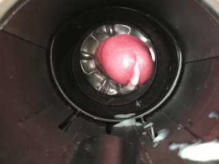 Two ruined cumshots with Fleshlight Launch and Quickshot