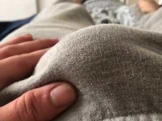 Small uncut cock morning wood tease