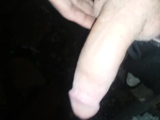 Quickie masturbating outside high. Squirt cum outside at night.