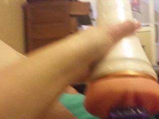 Fucking my fleshlight hard with cock ring. (intense orgasim and moan