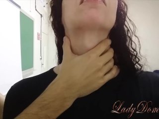 Choking girl's sexy neck at the University