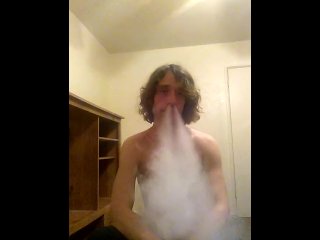 Topless Transwoman Vaping Numerous Times In One Sitting