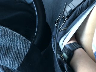 Car Masturbation with Stripped Shirt and Retro Watch