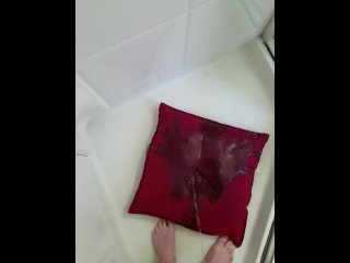pee on red pillow