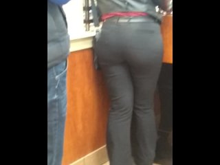 Big booty Spanish chick waiting for food