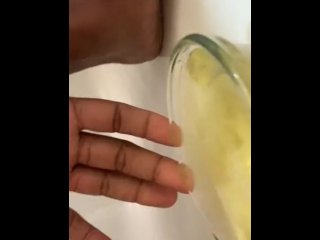 Phat pussy Pee in the clear bowl