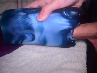 Fucking David's muzzle from Bad Dragon and cumming inside