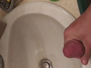 Shooting big load down drain