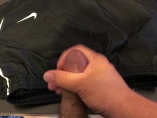 Cuming inside my roommate's running short