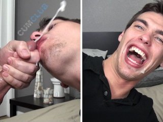 Cum Club: Cute Cum Sucker Swallows Huge Load from Big Rock Hard Cock