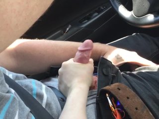 Stroking his cock while he drives..