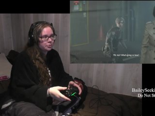 BBW Gamer Girl Drinks and Eats While Playing Resident Evil 2 Part 11