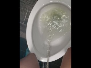Messy. Girl Standing Piss In Public Bathroom