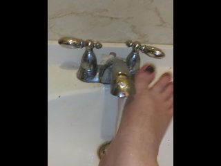 Foot washing in sink