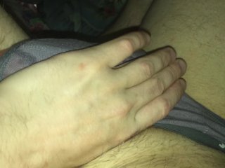 Teasing dick in the grey underwear