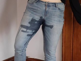 Peeing in My Favorite Skinny Jeans Hot Lots of Piss