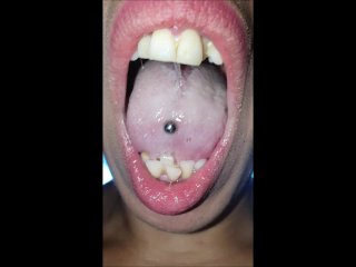 Mouth, tongue, teeth and spit fetish