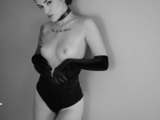 Velvet Crush Teaser (hot brunette model gives you a sexy tease in b&w)