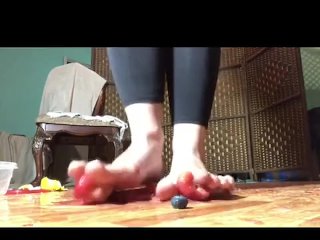 Fruit stomping in flats and barefoot 
