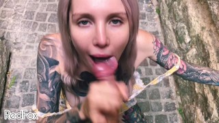 Public and sloppy POV BJ on a Paris street from a beautiful blonde - RedFox