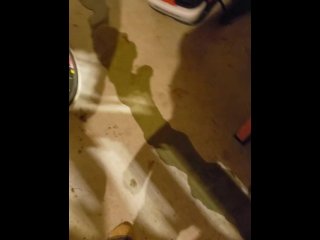 Flooding the garage floor with desperate piss - ftm