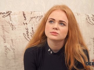 Debt4k. Cunning guy fucks shaved pussy of red-haired cutie Rose Wild