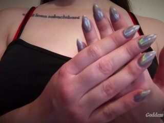 Shiny Manicure ASMR Tapping & Lotion Rubbing On Slender Hands