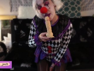 Shy clown slut sucks and fucks dildo PREVIEW
