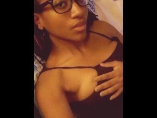 Pretty Ebony Plays with Super Soft Natural Boobs