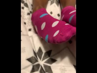 Cute teen girl socks up close pov