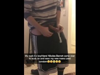 Cuck Ex boyfriend Nikolas Barrett Sucks on and wears used condom