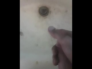 Jerking off in trap house bathroom,blew a massive cum load male masturbatio