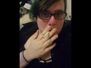 Trashy Green Hair Trans Erotic Smoking