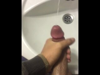 Young hairy boy cum all over the sink