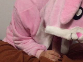 Yiff in bunny and bear pajama onesies with oral creampie 