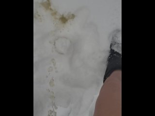 Girl Makes Yellow Snow Cone With Piss On Snowy Day