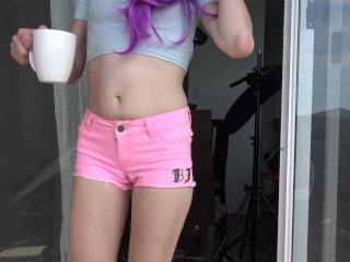 Cutie sucks my dick outside. Lots of ball looking. 18 year old anime hair.