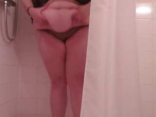 SSBBW big belly play in shower 
